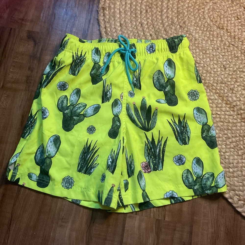 George Neon Green Cactus Print Women's Athletic Shorts